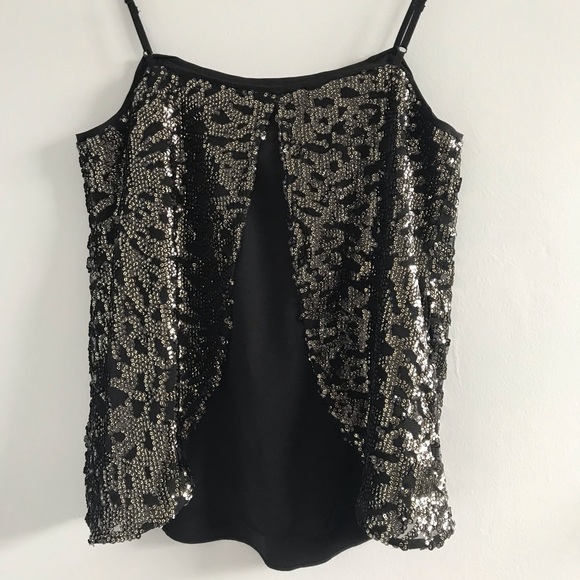 🏝️ 1.State Tulip Sequined Cami Top Black Gold • S - Picture 3 of 5